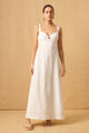 Scenic White Cotton Embroidered Strappy Maxi Dress