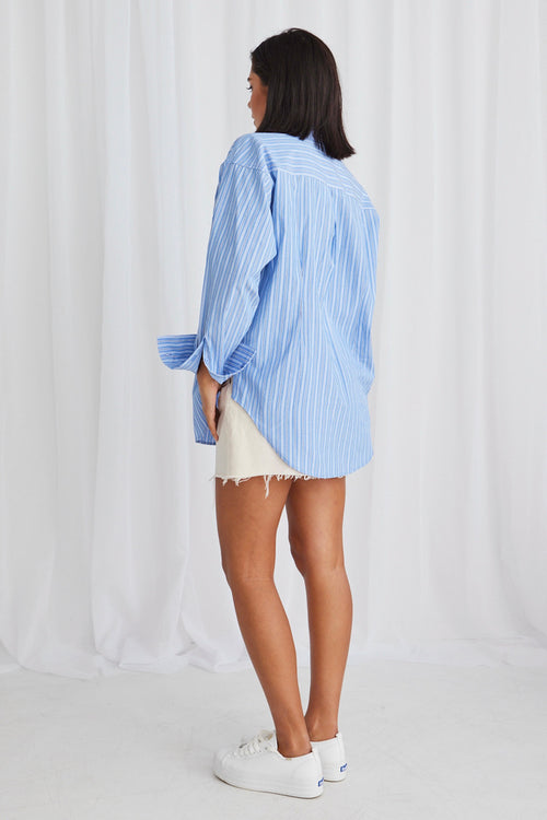 California Cobalt Stripe Oversized Shirt WW Shirt Stories be Told   