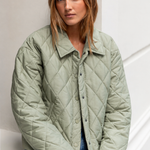 Absolute Soft Khaki Collared Quilted Puffer Jacket