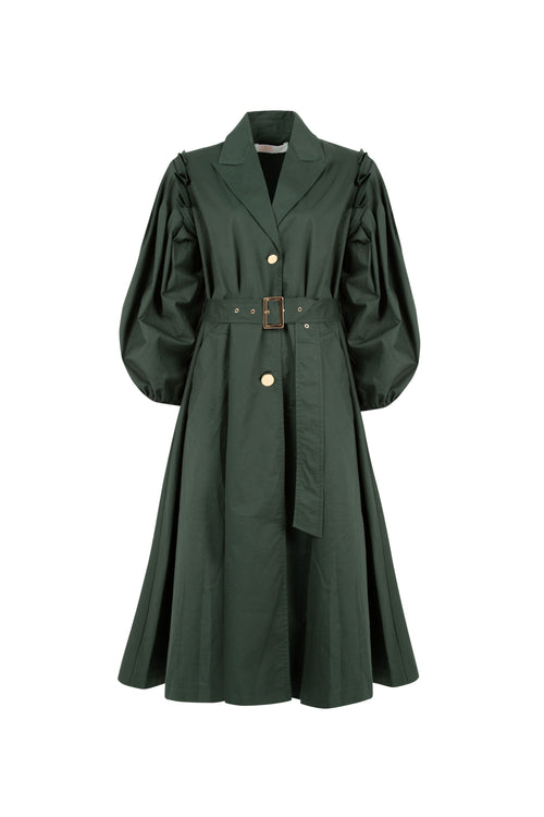 green trench coat