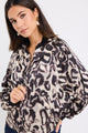 Activation Animal Print Satin Bomber Jacket