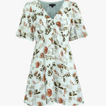 Adelaide Ivory Floral SS Button Front Mini Dress