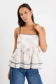 Admire Ivory Sketch Floral Strappy Babydoll Cami