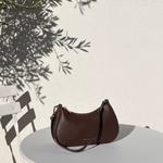 Adore Dark Chocolate Leather Double Strap Small Shoulder Bag