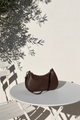 Adore Dark Chocolate Leather Double Strap Small Shoulder Bag