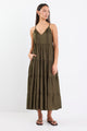 Affair Olive Strappy Tiered Maxi Dress