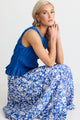 Affinity Blue Batik Shirred Back Tiered Maxi Skirt