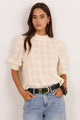 Affirming Ivory Self Check High Neck SS Top