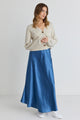 Haven Petrol Satin Floaty Bias Cut Maxi Skirt