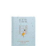 Book titled 'All of This is For You' with a illustration of a person opening a window on a light blue background.