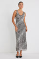 Allure Charcoal Snake Cowl Neck Bias Slip Dress