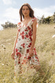 Amusing Cream Red Rose Bias Slip Maxi Dress