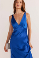 Aoki Sapphire Bias Slip Satin Midi Dress