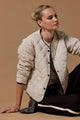 Apex Bone Collarless Quilted Contrast Piping Puffer Jacket