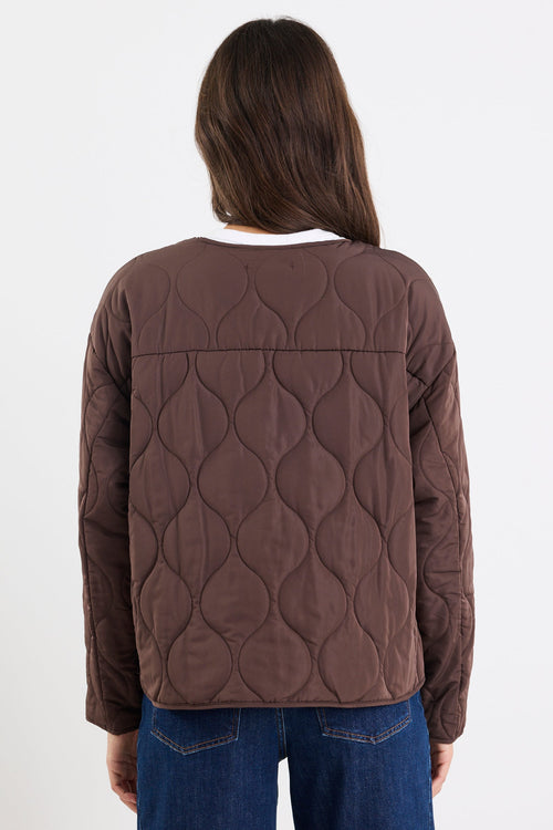 Person wearing a brown quilted jacket on a white background
@col_pattern