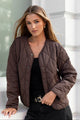 Apex Chocolate Collarless Quilted Puffer Jacket