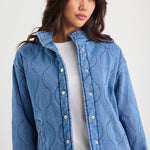 Apex Storm Blue Denim Collared Quilted Jacket