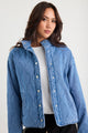 Apex Storm Blue Denim Collared Quilted Jacket