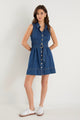 Archer Storm Blue Denim Sleeveless Mini Shirt Dress