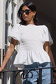 Artifact Ivory Poplin Shirred Bubble Sleeve Top