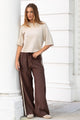 Townie Chocolate Stripe Side Tape Wide Leg Pants