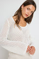 Aurora Ivory Scoop Neck Crochet Knit Jumper