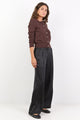 Grandeur Black Satin Elastic Back Wide Leg Pants