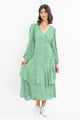 Paradise Evergreen Animal Wrap Maxi Dress