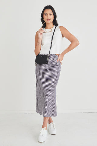 Stunning Navy Gingham Bias Midi Skirt WW Skirt Among the Brave   