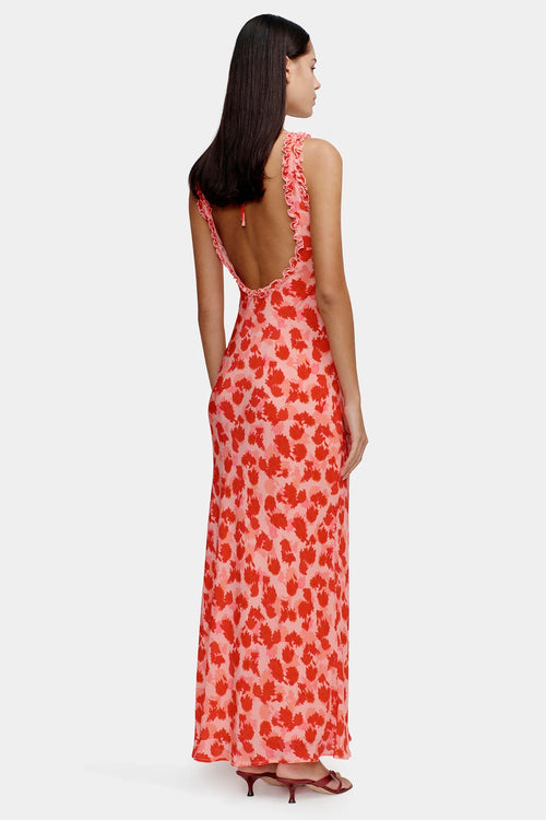 printed orange peach dress