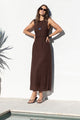 Backlit Chocolate Lace Sleeveless Maxi Dress