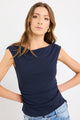 Backstreet Navy Stretch Boat Neck Sleeveless Top