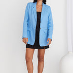 Believe French Blue Linen Single Breasted Longline Blazer WW Blazer Ivy + Jack   