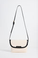 Belle Natural Canvas Black Leather Trim Crossbody Bag