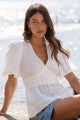 Beloved Ivory Linen Stretch Back Top