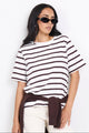 Binding Chocolate White Stripe Boxy Fit Tee