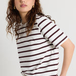 Binding Chocolate White Stripe Boxy Fit Tee