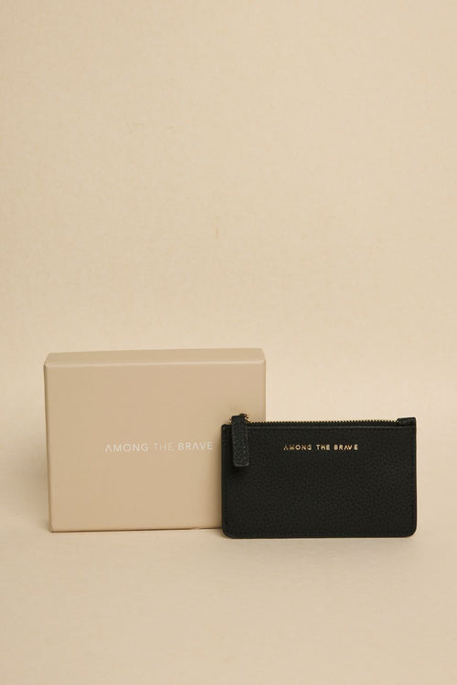 black leather cardholder