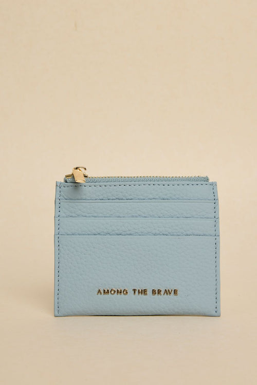 blue leather card holder