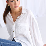 Breezy White Muslin Drop Shoulder Shirt