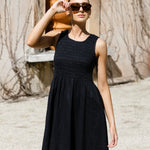 Bryar Black Linen Sleeveless Empire Midi Dress