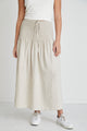 Byron Natural Linen Shirred Waist Maxi Skirt