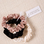 Small White Black Blush Set of 3 Scrunchies