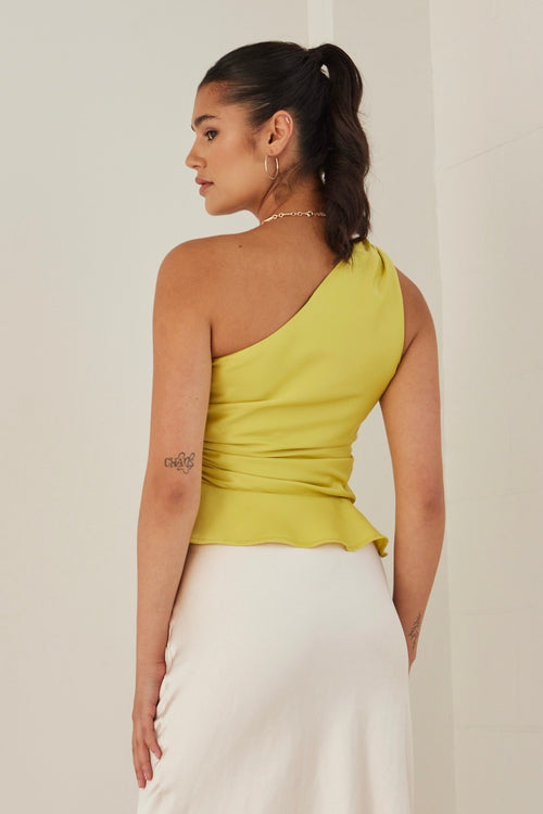 Fairytale Citron One Shoulder Cutout Top WW Top Among the Brave   