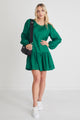 Rhea Bright Green Drop Waist Smock Mini Dress