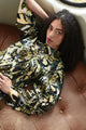 Sleeve It To Me Khaki Print Tie Detail LS Top