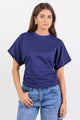 Cadence Ink Cotton Gathered Waist Detail Short Sleeve Tee