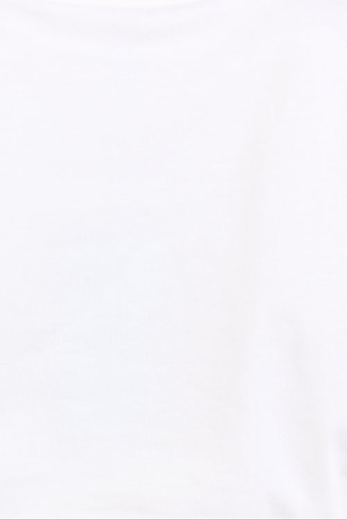 Close up of white tee fabric.