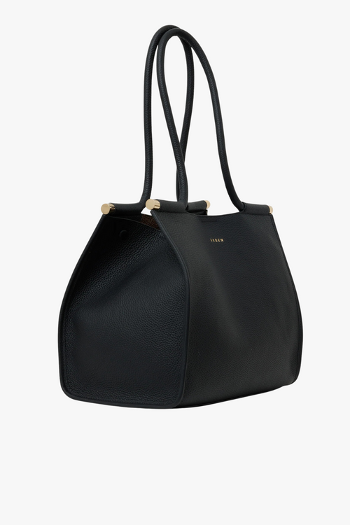 Saben Black tote leather handbag with gold features