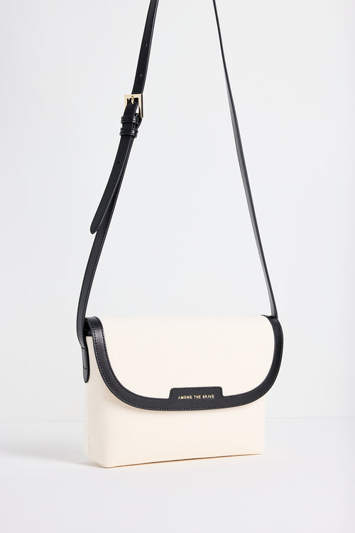 canvas leather trim crossbody bag